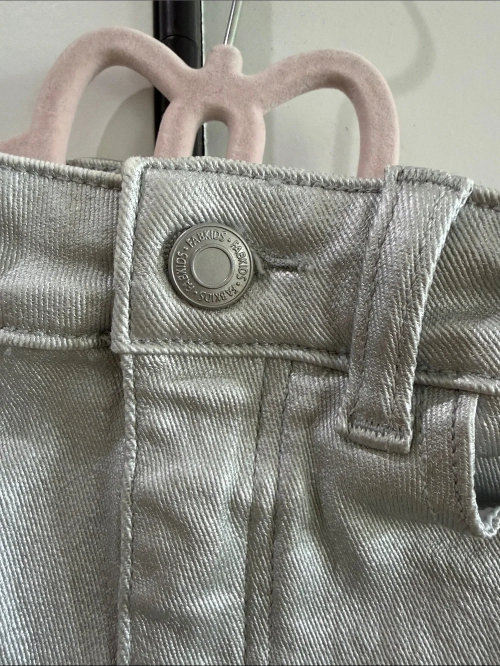 Girl’s FabKids Sz7 Metallic Silver Denim Mini Skirt